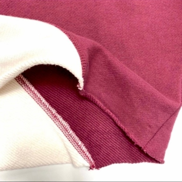 FREE People Oversized Color Block Pullover Jersey Sweatshirt Burgundy /White New - Picture 6 of 6